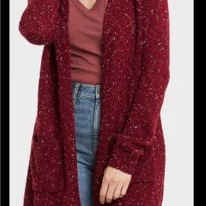 White Stag Red Cardigan Sweater Cozy Knit Oversized